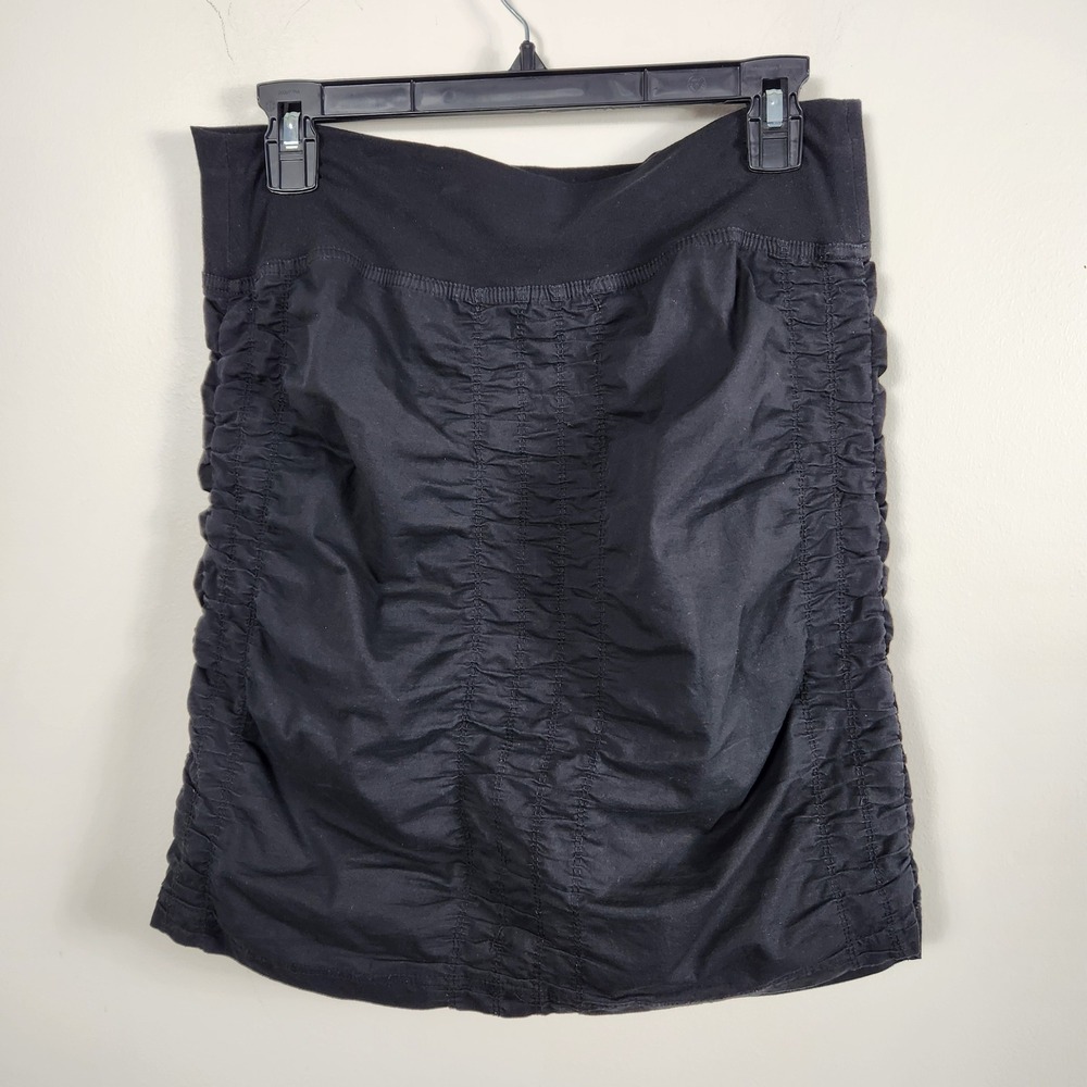 Wearables Womens Ruched Mini Skirt Black Cotton Blend Stretch Size M Layering